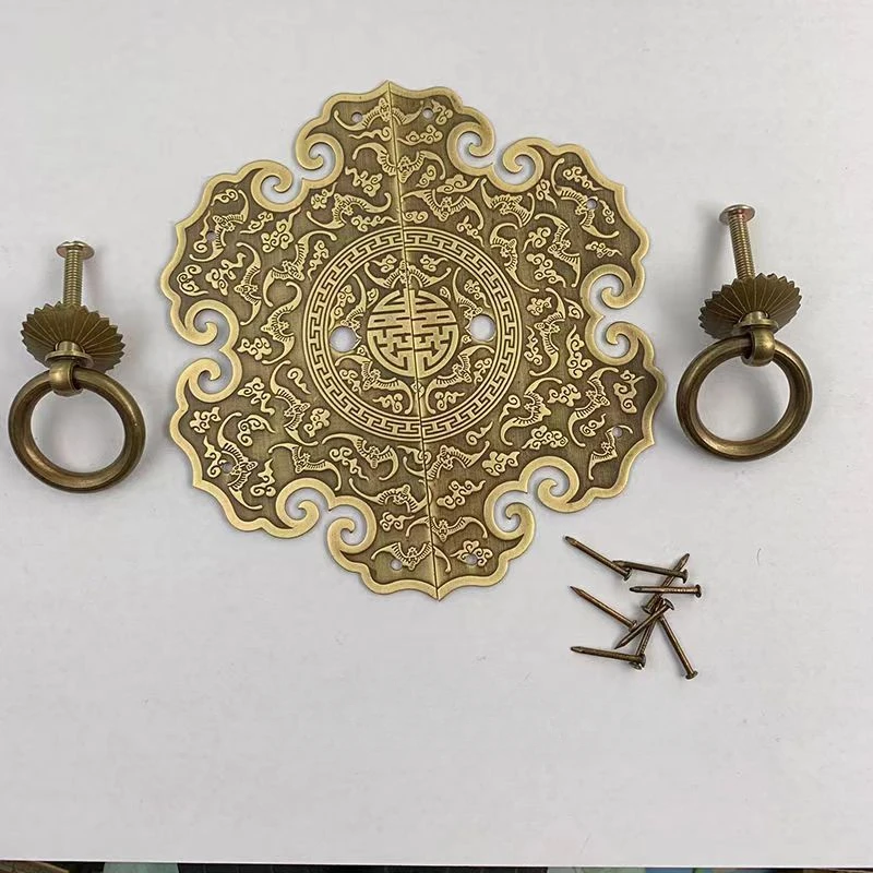 Chinese Antique Brass Cabinet Handle Furniture Accessories Shoe Cabinet Wardrobe Door Retro Handle Home Decoration