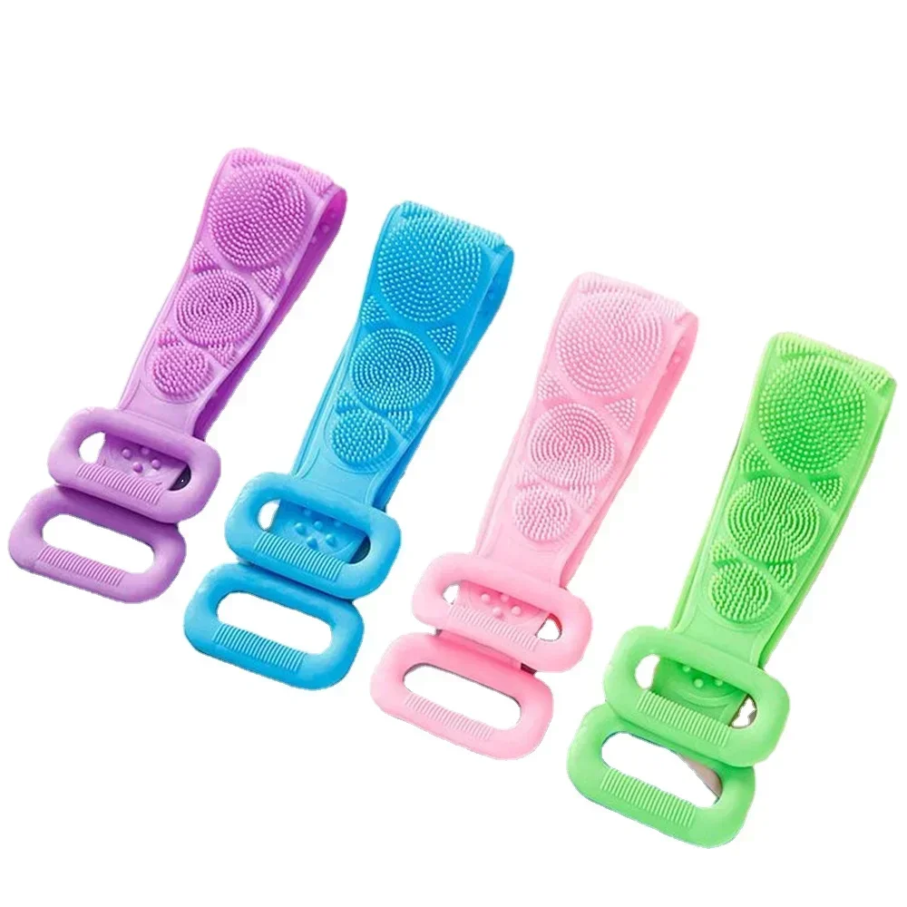 Exfoliating Shower Bath Brush Belt Back Scrub Body Cleaner Silicone Straps Bathing Accessories
