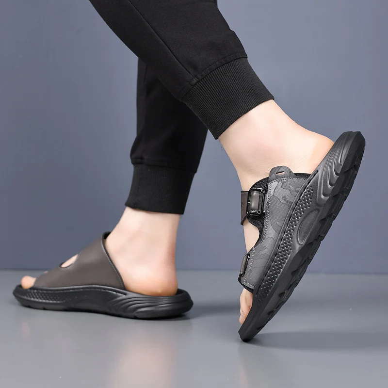 With Adjustable Buckle Strap Slippers Perfect Fit Durable Sole Half Drag Suitable Outdoor Wear Summer Flats Men's Comfy Sandals