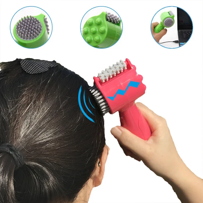 

4-In-1 Head Massager Electric Massage Roller Pounding Vibration Hammer Neck Lumbar Massage Relaxation Scalp Massage Comb Gift