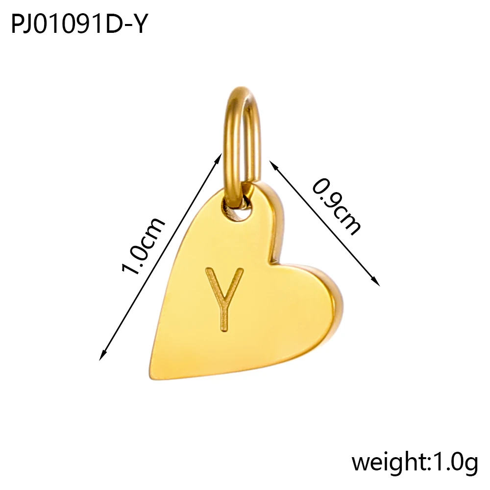 Gold Plated Stainless Steel Alphabet Initials Pendant Heart Charm Letter Jewelry