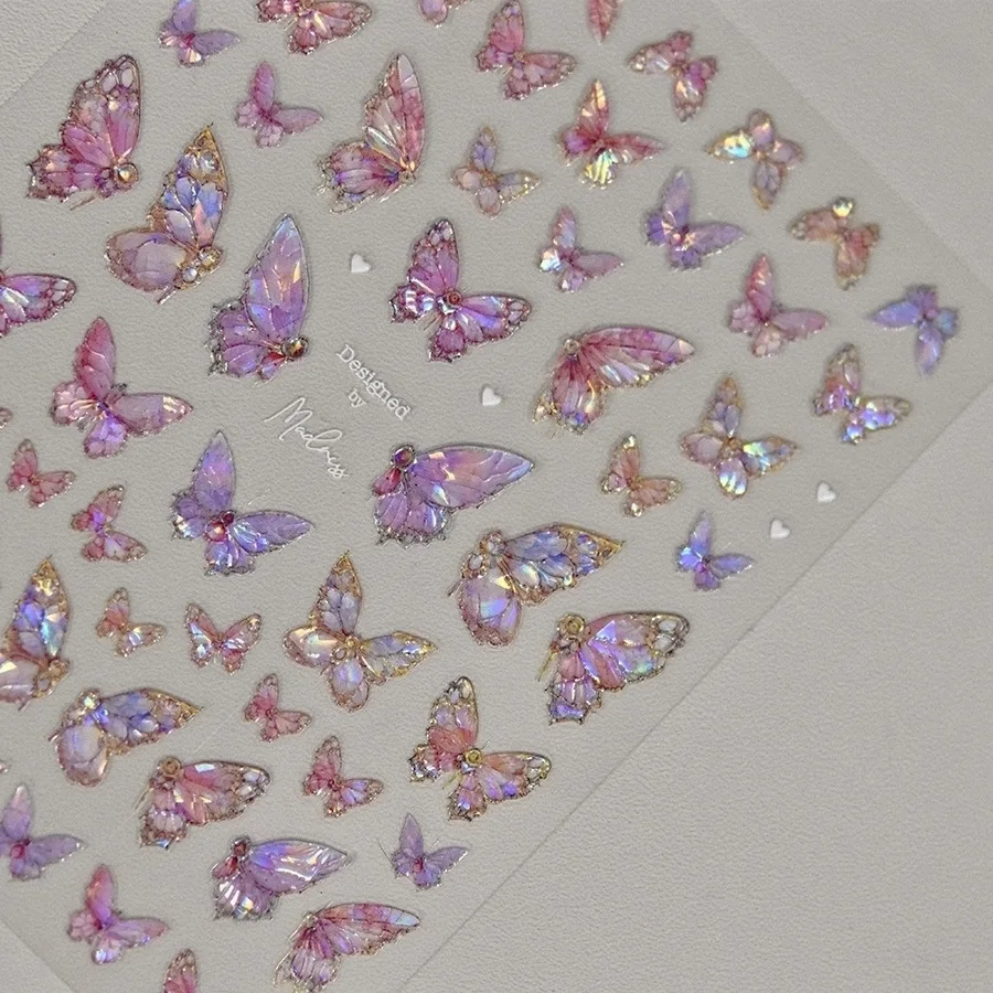 1Pcs 5D Geprägte Aurora Schmetterling Nail art Aufkleber Selbstklebende Aufkleber Für Nägel Dekoration DIY 3D Acryl Nagel Liefert teile – Detail 4