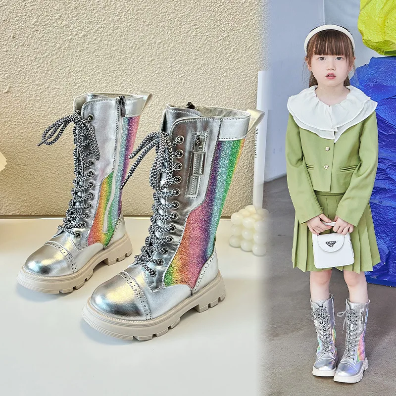 Girls Velvet Boots Autumn Winter Kids High Boots