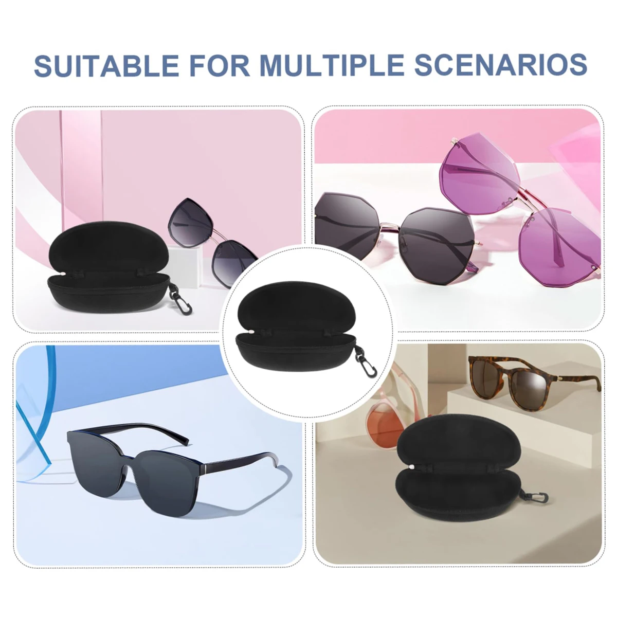 Portable Zipper Carabiner Sunglasses Protector Box Hard Glasses Case Travel Pack Eyewear Accessories Hook glasses case