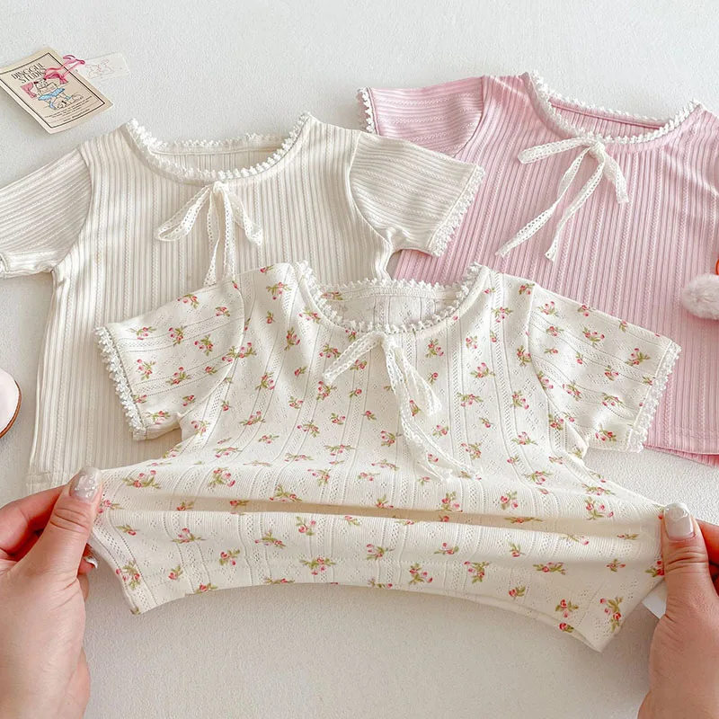 Cute Kids Summer T Shirt Hollow Out Floral Tops