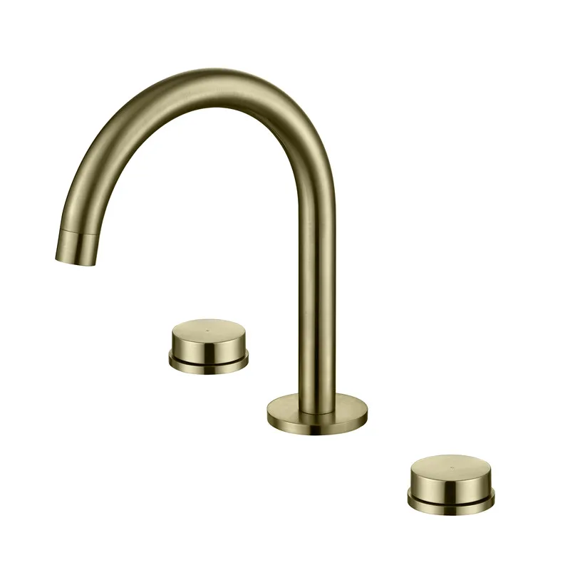 

Brushed Gold Basin Faucet Brass Bathroom Faucet Mixer Tap Widespread Rotation Wash basin Faucet 3 Holes Lavotory Faucet