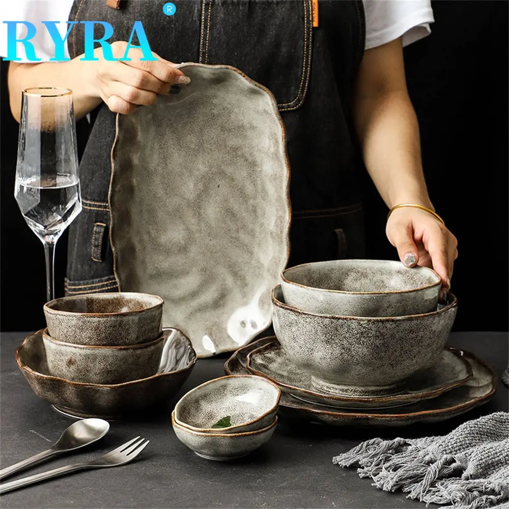 Simple Luxury Dishes Tray 1pcs Home Dining Tool Ramen Noodle Bowls Ceramic Dinnerware Kitchen Tools Vintage Japanese Tableware