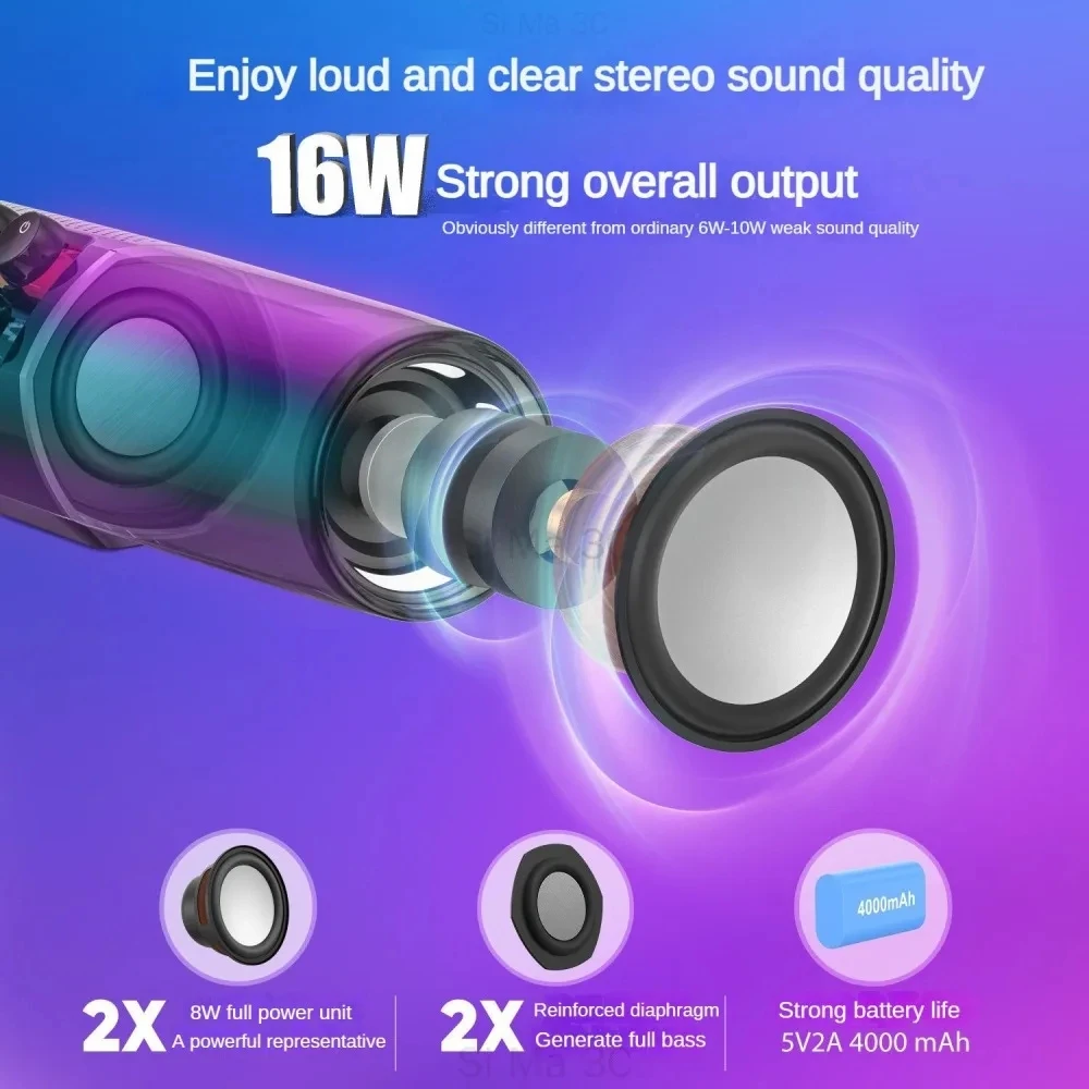 Gaming Bluetooth Speaker RGB Computer Soundbar 3D Surround Wireless Column Subwoofer Music Center Audio Laptop PC TV 4000mAh