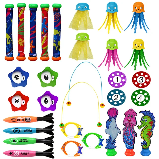 NEW 2/3/4/5/6PCS ABS diving toys children's pool play water toys diving ring personal game water toys family travel 1