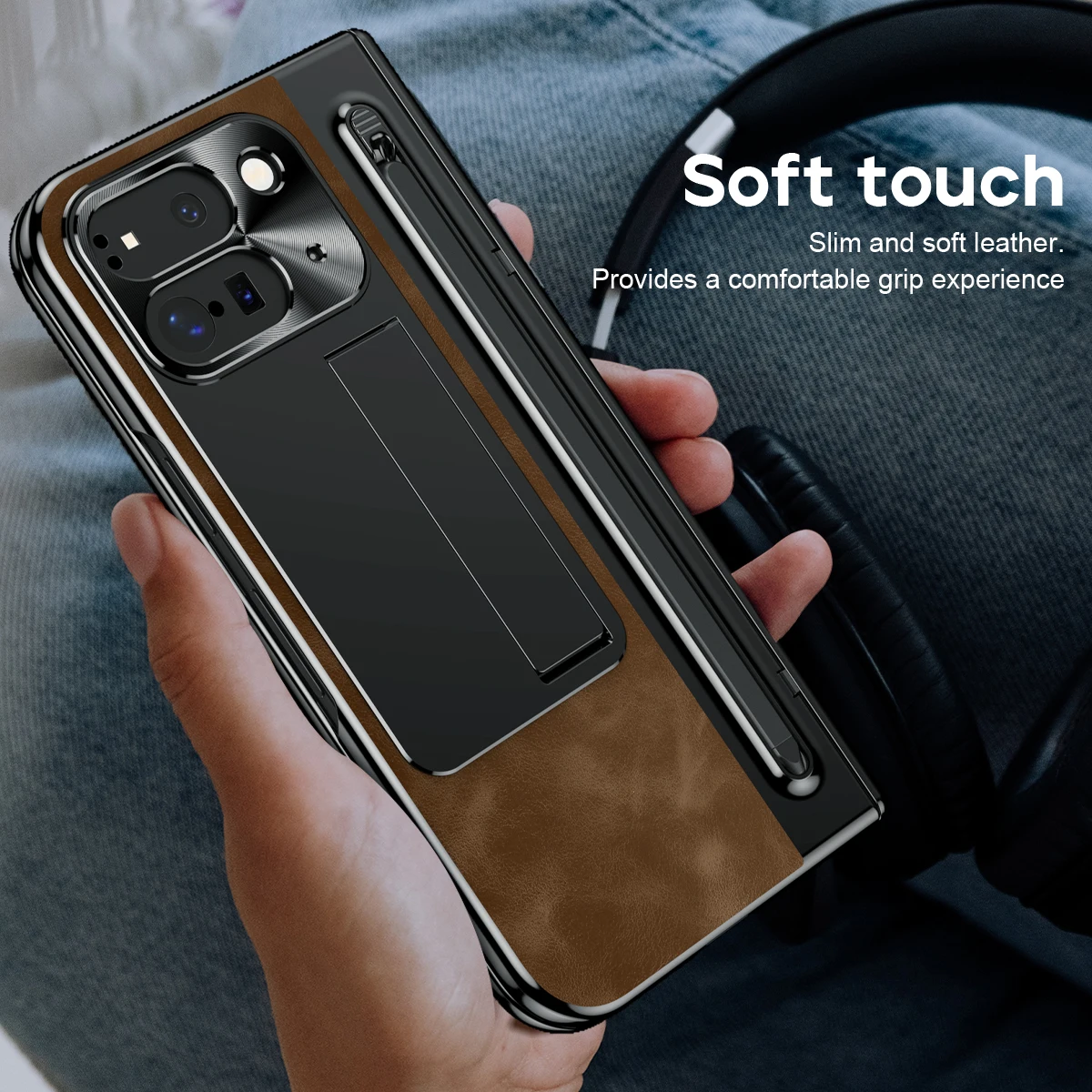 Custodia in pelle retrò Custodia Flip Cover in pelle per Goole 9 Pro Fold con slot per penna Supporto per telefono Pellicola protettiva in vetro per schermo_voghion.com