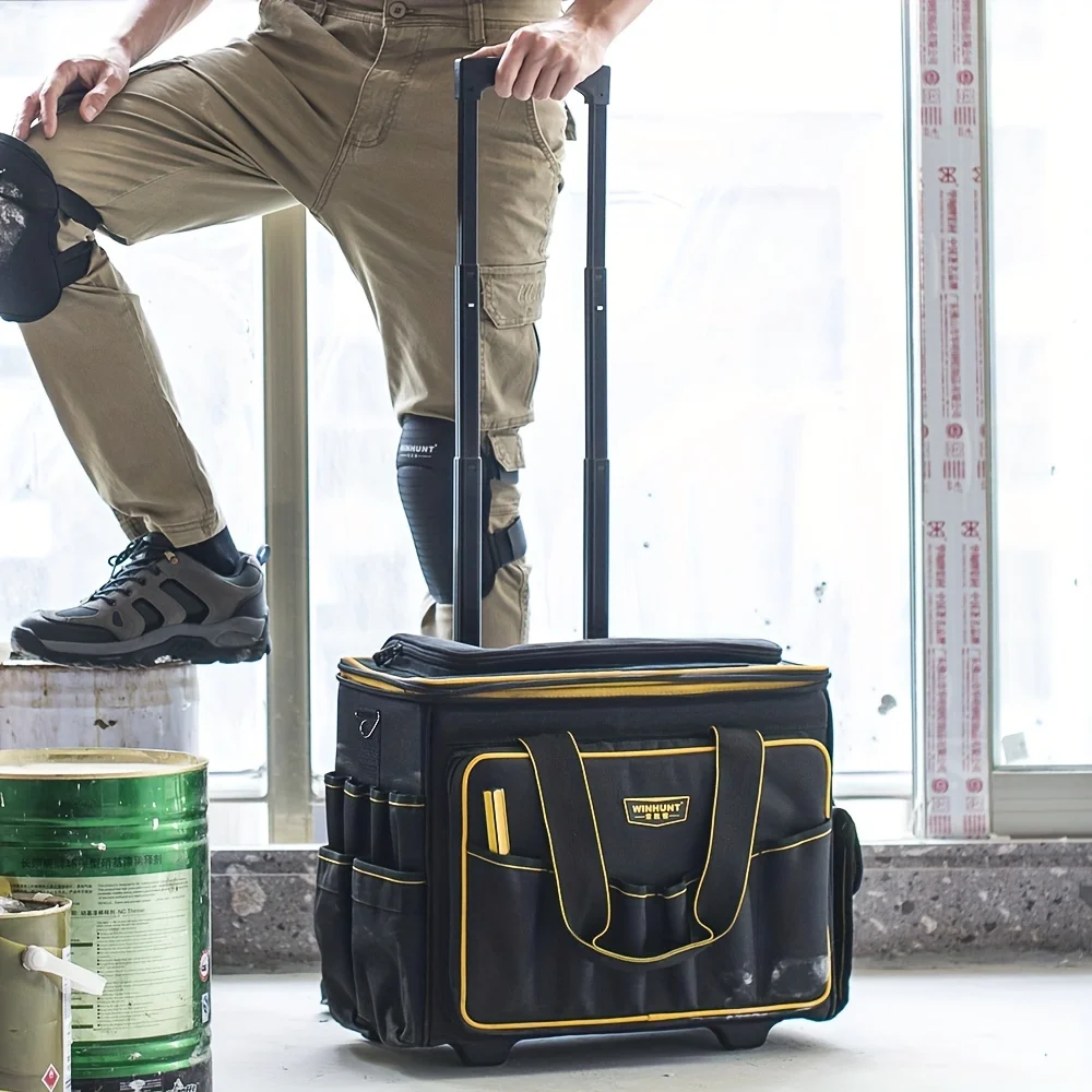 

WINHUNT Rolling 14 Inches Tool Bag With Telescoping Rubber Handle And Heavy-Duty Wheel, Water-Resistant Construction, Rolling Ba