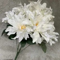 Vibrant Violet Dahlia Artificial Flower Bouquet for Weddings and Home Décor (White B)