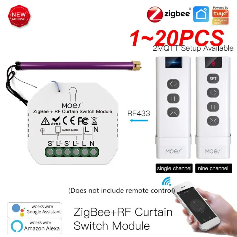 

1~20PCS Tuya ZigBee 3.0 Smart Light Switch Relay Module 1/2/3 Gang Smart Life/Tuya App Control, Works with Alexa Google Home