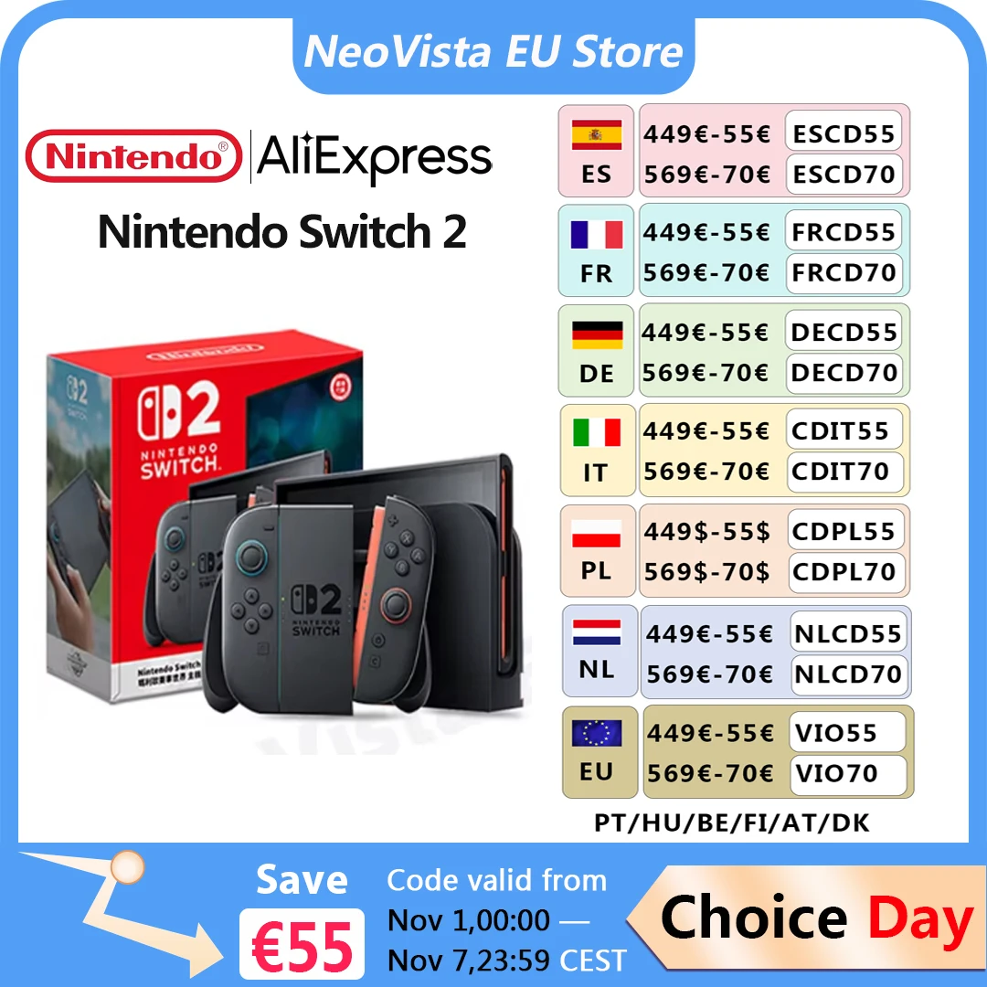 EU Ship Nintendo Switch 2 Game Console NS2 Handheld Game Console 7.9-inch LCD 1080P Magnetic Design NS2 Nintendo Switch