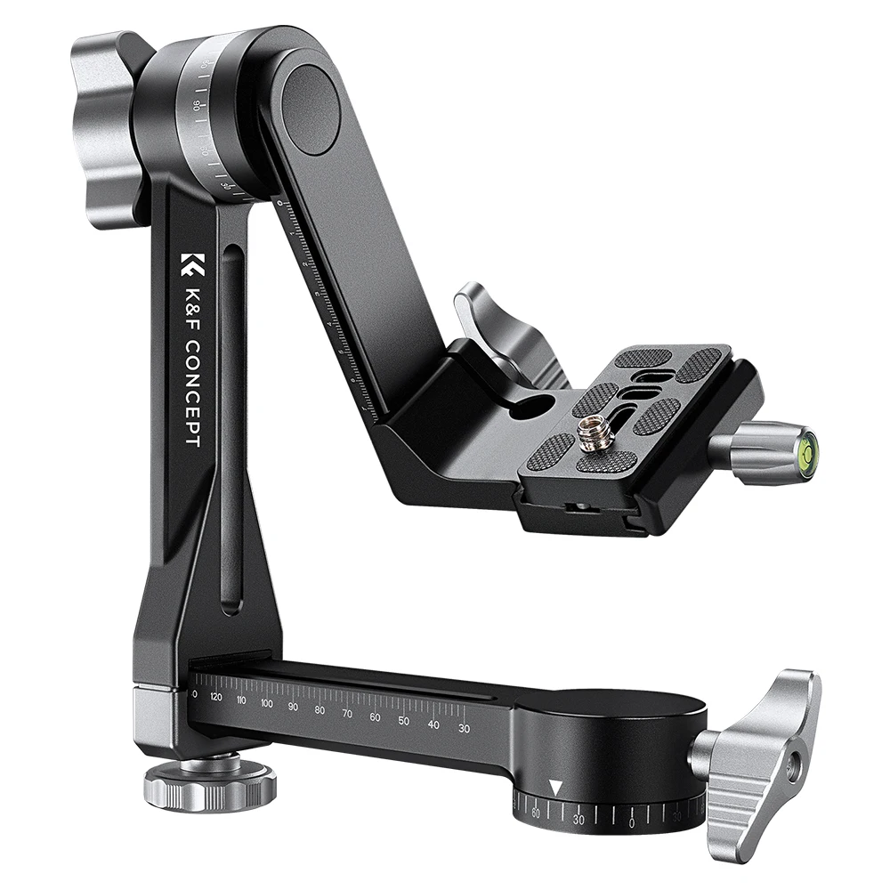 K&F Concept Gimbal Tripod Head Aluminium Alloy Heavy Duty 360&deg; Panoramic Head with 1/4" Quick Release Plate For Camera Tripods
