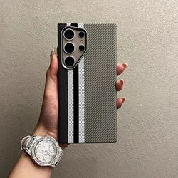 Luxurious Carbon Fiber Relief Texture Magnetic Case with Alloy Lens, Wireless Charging Compatible - Galaxy S23 Ultra (L1)