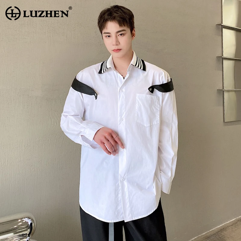 

LUZHEN 2024 весенние сращивающиеся дизайнерские модные рубашки с длинным рукавом индивидуальные мужские элегантные топы корейские отзывы много одежды LZ2125