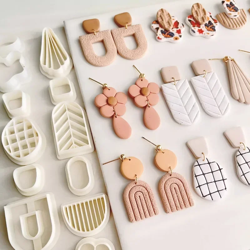 DIY Soft Pottery Earring Molds Ins Style Soft Pottery Earring Clay Mold Handmade Earrings Clay Cutter Ceramic Jewelry Tools Silicone Mold Polymer Clay Cutter