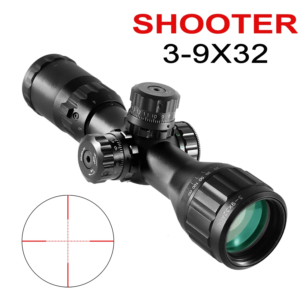 

SHOOTER 3-9X32 AOL Rifle Scope with Mil-dot Red Dot Scope Adjustable Optic Collimator for Air Gun Rifle Chasse