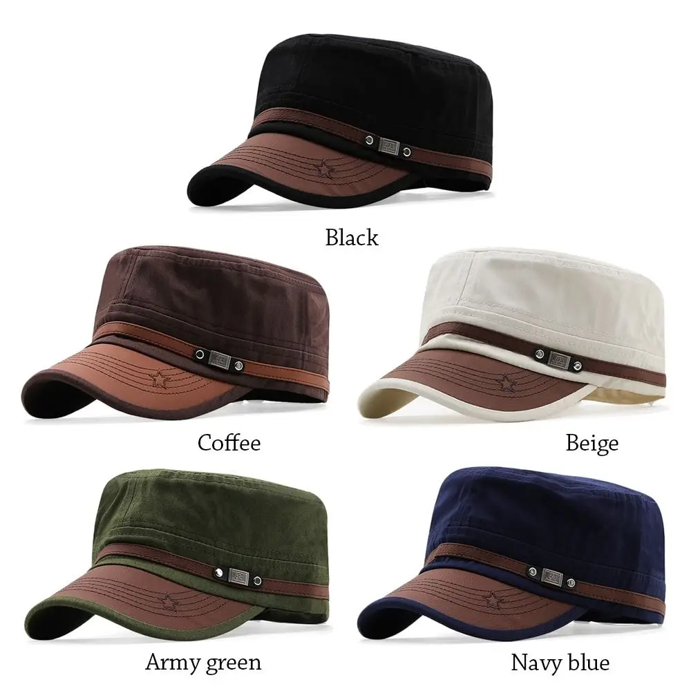 Men Unisex Army Hat Baseball Cap Cotton Cadet Hat Military  Breathable Combat Fishing Flat Adjustable Cap