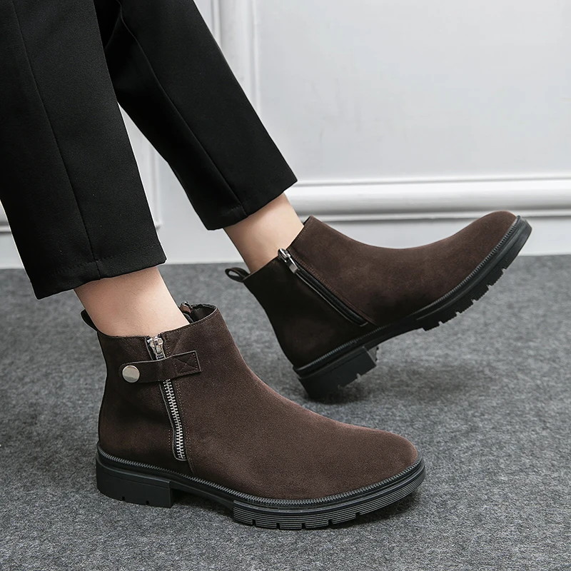 

Women's Chunky Low Heeled Boots, Casual Round Toe Side Zipper Ankle Boots, All-Match Short Boots