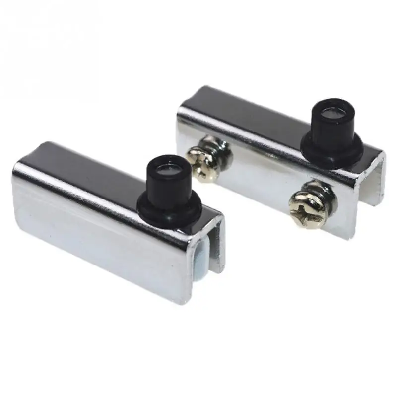 2PCs Glass Door Pivot Hinge Cabinet Doors Wardrobe TV Cabinets Bookcases Clamp Clip Silver Glass Hinges For Cabinet Cupboard New