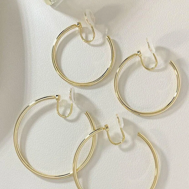 Neues Design 30-50mm einfache übertriebene drehbare große Creolen Moskito Coil Clip Ohrringe für Frauen ohne Ohr Piercing Schmuck Geschenk