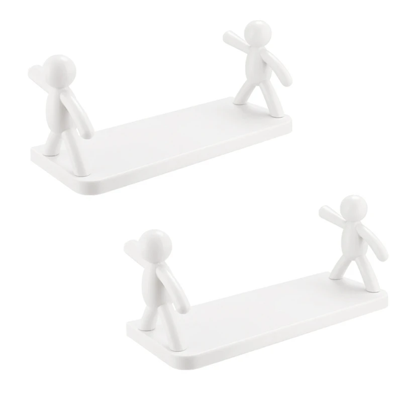 

Creative Bathroom Storage Shelves Doll Villain Shelves Shelf Self-Adhesive Bathroom Cosmetics Storage Racks White 2Pcs