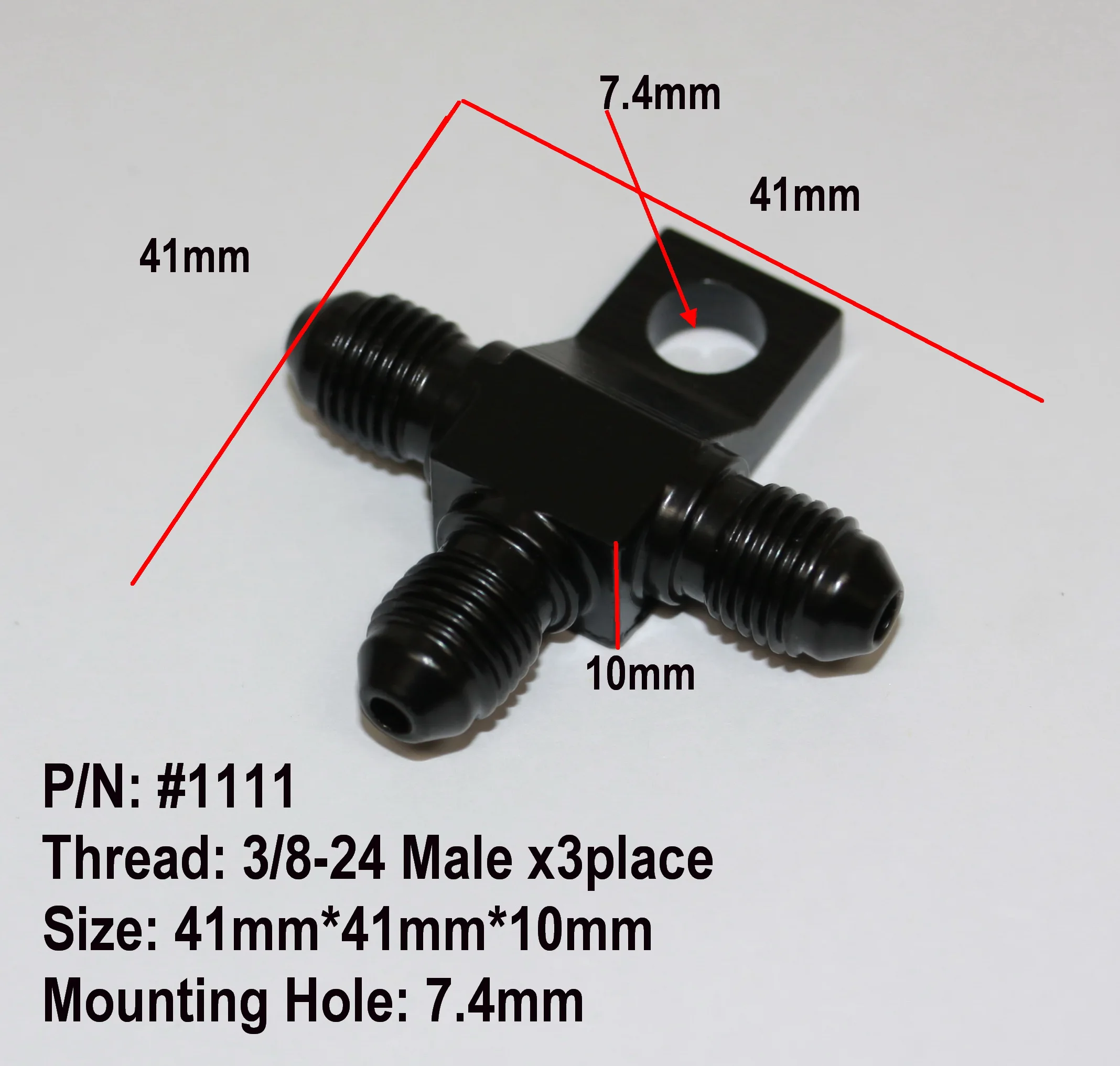 

Chrome AN3, 3/8-24 Brake Equal Tee Adapter, Union 1111