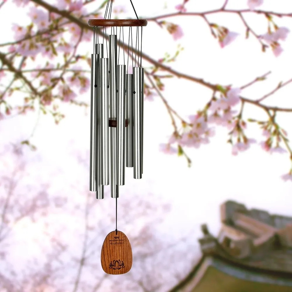 

Mindfulness Chime Exterior Garden Decoration Medium 28“ Silver Wind Chime WM Outdoor Wind Bell Game Landscape Sound Bell Campana