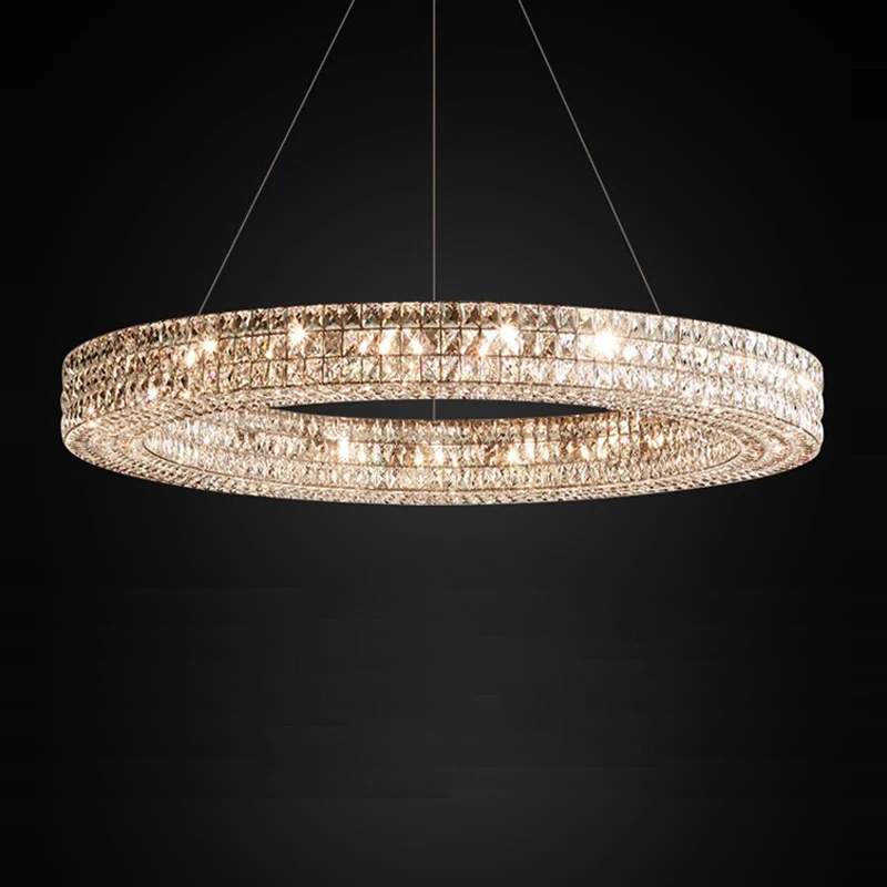 

Modern Round Oval Designer Dimmable LED Chandelier Lighting Crystal Silver Golden Lustre Suspension Luminaire Lampen For Foyer