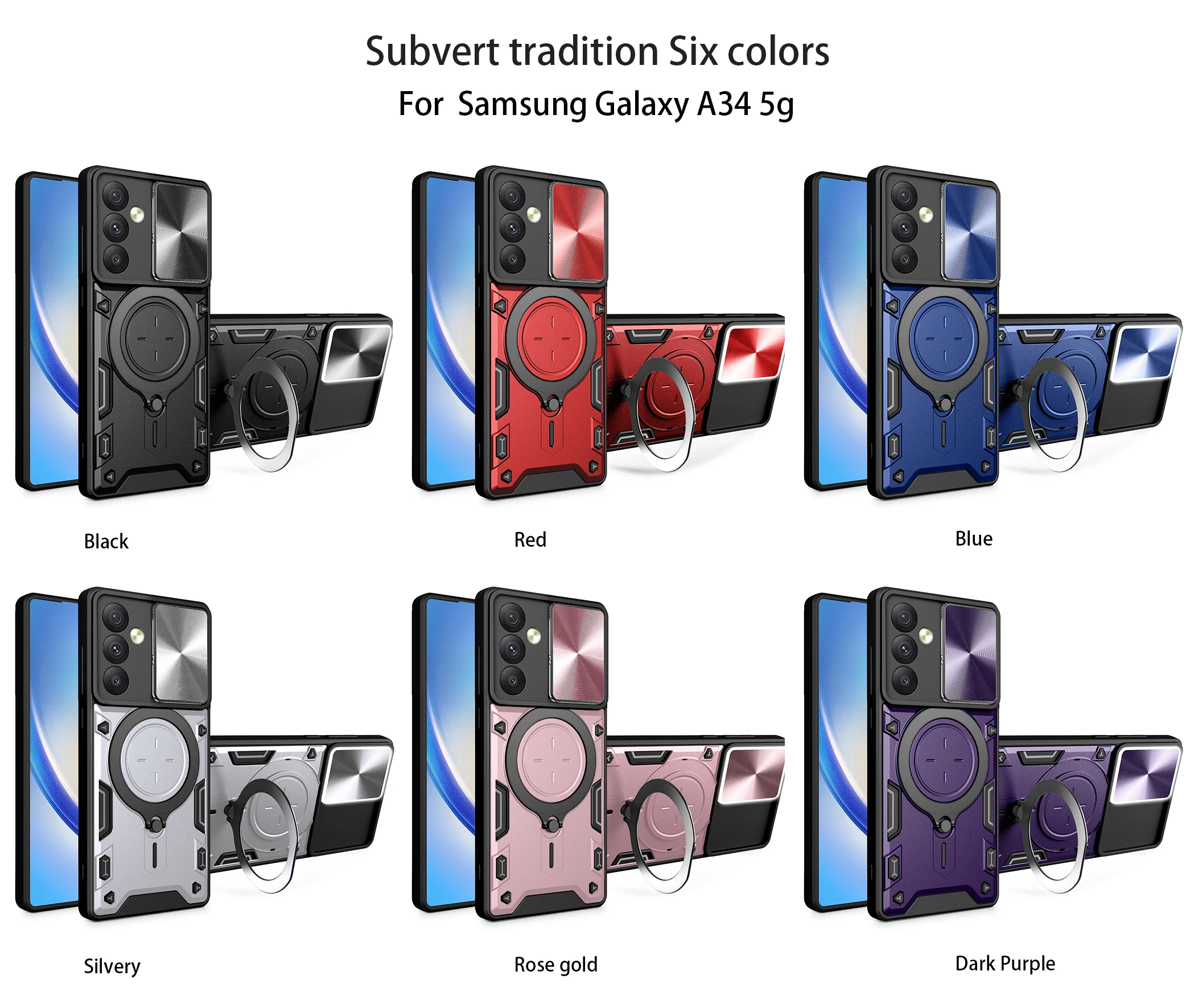 Shockproof Magnetic Ring Phone Case For Samsung Galaxy Series_voghion.com