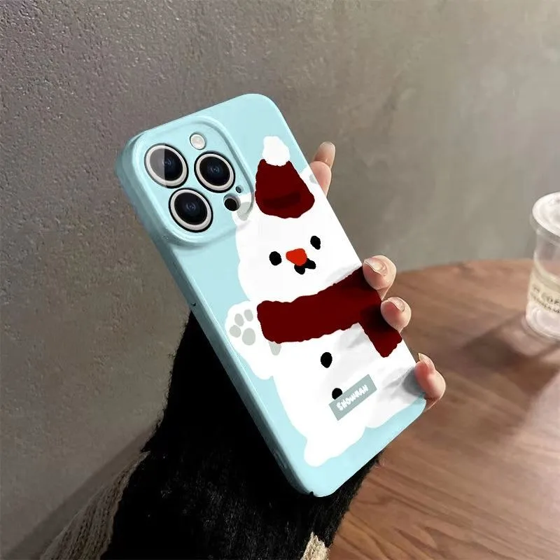 Festive Elk and Snowman Santa Claus Holiday Phone Case - Hard PC Cover