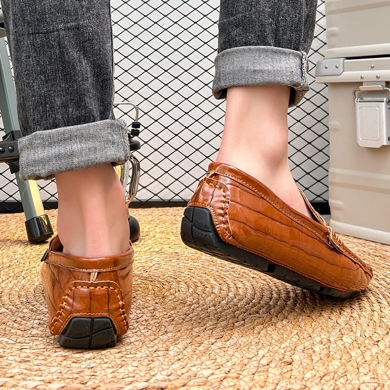 Classic Penny Loafers Men Big Size 38-48 Soft Moccasins Non-slip Driving Shoes Slip on Mens Leather Casual Shoes Business Flats