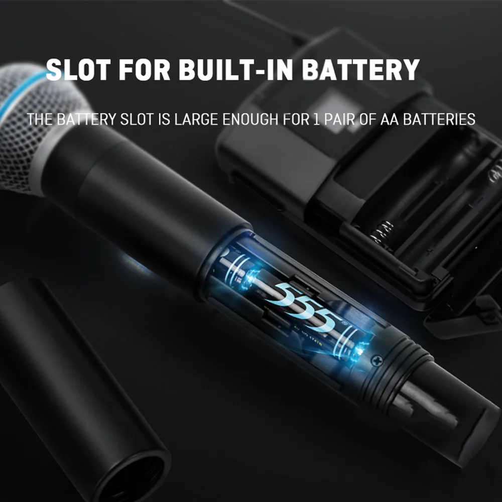 TAVOSOP GL-B58 전문가용 듀얼 무선 마이크 시스템 무대 공연용 UHF 다이나믹 2채널 듀얼 핸드헬드 B58A