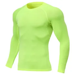 Men's Long Sleeve Slim Fit Compression Sports Tee - S  45-55KG (Green)