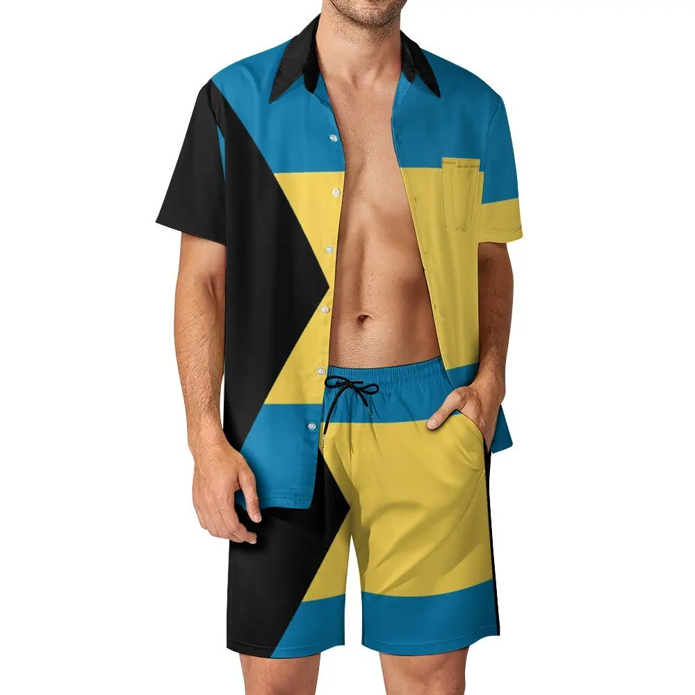 

Мужской пляжный костюм с флагом Багамских Островов, 2 предмета, платье-брюки, винтажный домашний размер США