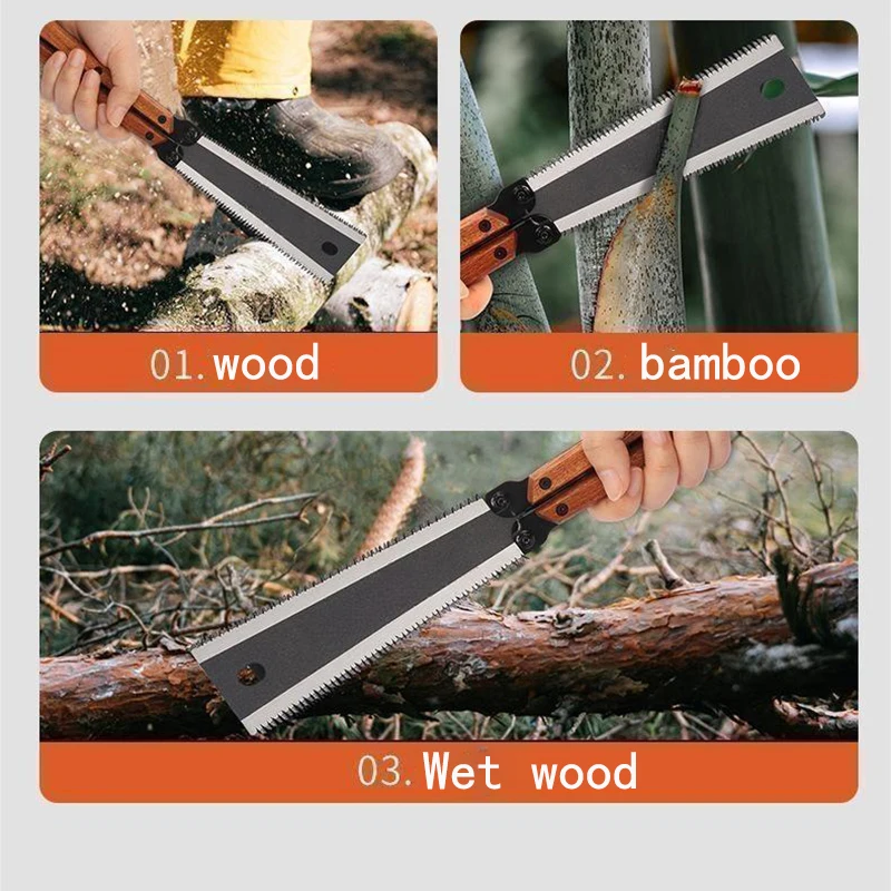 Folding Saw Multifunctional Folding Butterfly Saw Household Small Hand-held Logging Saw Woodworking Tool Double-sided Grinding Hand folding saw