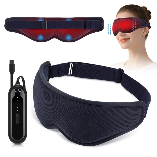 3D Electric Steam Eye Mask Breathable Light Blocking Sleeping Eyes Cover Constant Temperature Hot Compress 3-Level Massage Shade 5