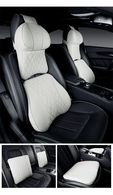 Luxury Car Pillow Set Leather Seat Neck Cushion Waist Lumbar Support –  ComfiWorld