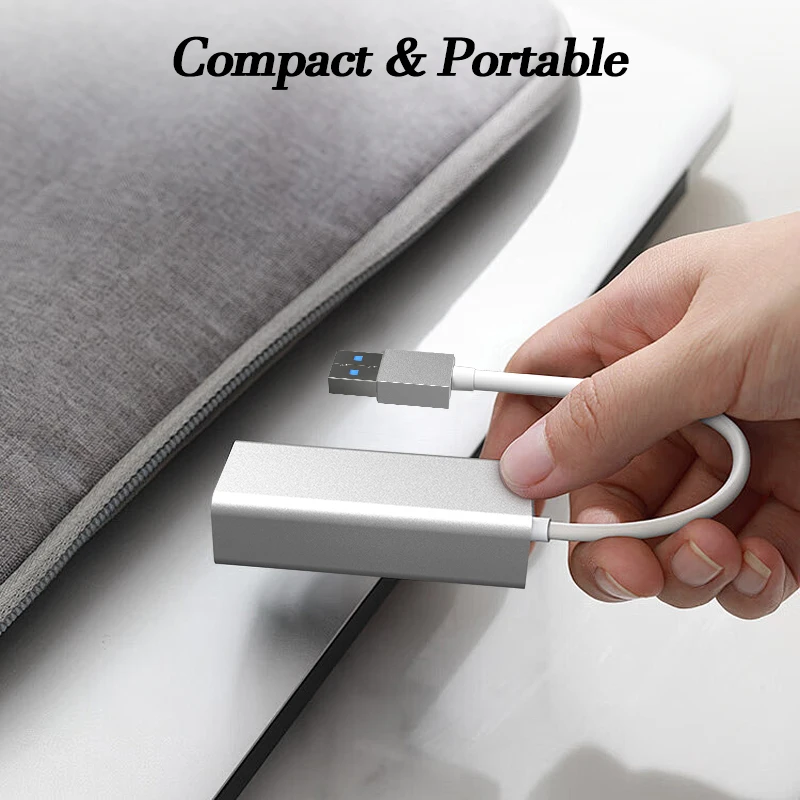 1000Mbps의 USB-A 기가비트 이더넷 어댑터, 알루미늄 케이스, 컴팩트하고 휴대 가능하며 노트북 데스크탑용 내마모성 빠른 냉각 기능