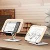 Desktop Book Stand for Reading with 360° Rotating Base Wooden Panel & Page Clips Foldable and Angle for Reading Book Holder 2