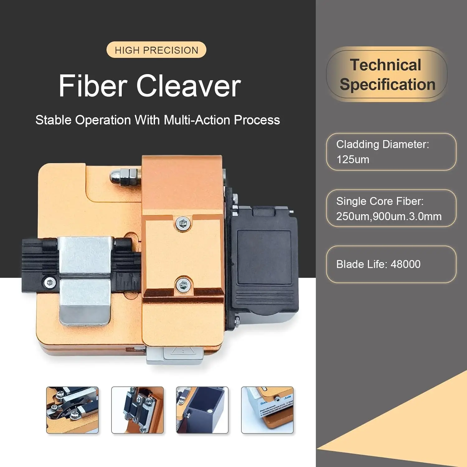 Signal fire Optical Fiber Cleaver, Fiber Optic Knife, High Precision  FTTH Optic Fiber Cutter W/Scrap Collector 48000 cuts