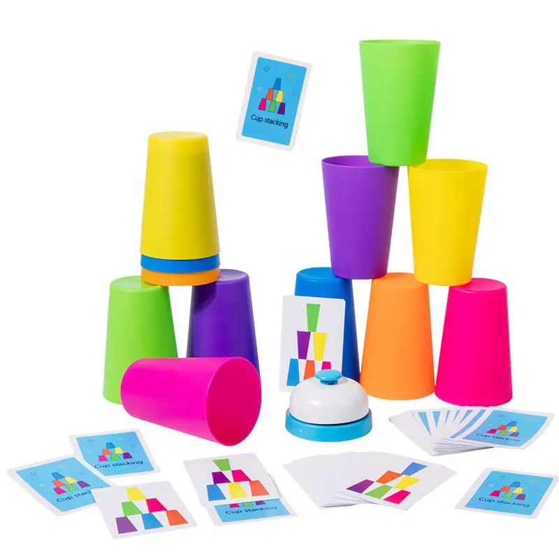 Stack Cup Speed Game Toys with Card Color Cognition Logic Montessori Toys for Parent-child Interactive Children Early Education 5