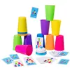 Stack Cup Speed Game Toys with Card Color Cognition Logic Montessori Toys for Parent-child Interactive Children Early Education 5