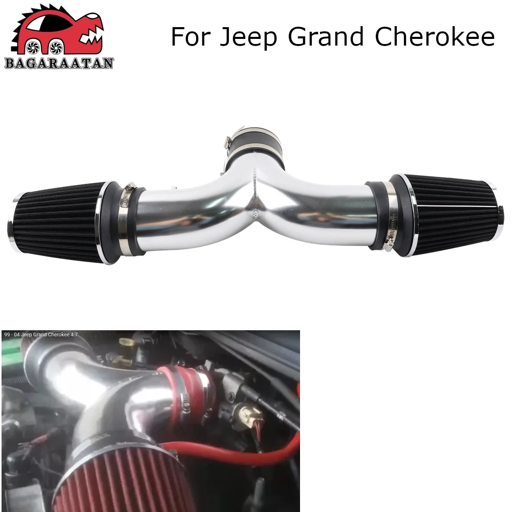 Cold Air Intake Kit Filter Dual Twin For 00-02 Dodge Durango 3.7L V6/4.7L V8 For 99-04 JEEP Grand Cherokee 4.7L V8