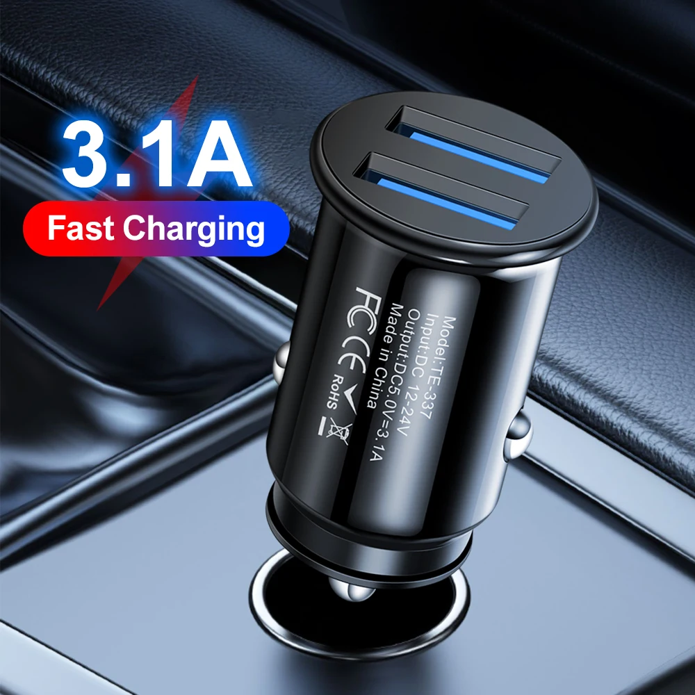 Car Charger 3.1A Mini Port USB Fast Charging Type C PD Auto Chargers Adapter For iPhone Samsung Huawei Xiaomi