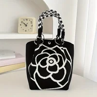 Portable Handbag Large Capaci Knitted Tote Bag for Work Commuting Outings Miscellaneous Items Korean Japanese Sle Handbag - Image 3