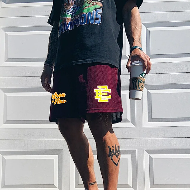 EE Shorts Gym Mens Mesh Breathable Quick Dry Basketball Loose Sports