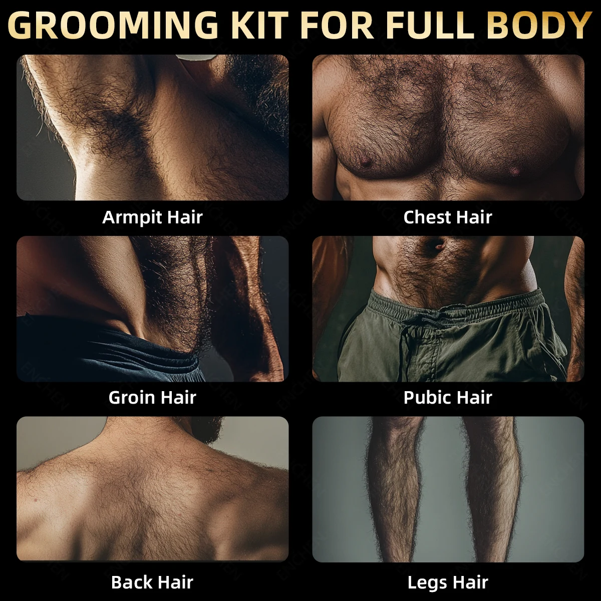 Hair Trimmer ENCHEN Beardo 3 Hair Trimmer & Groom Kit for Beard Trimming Body Grooming with Type-C Charging Indicator Light